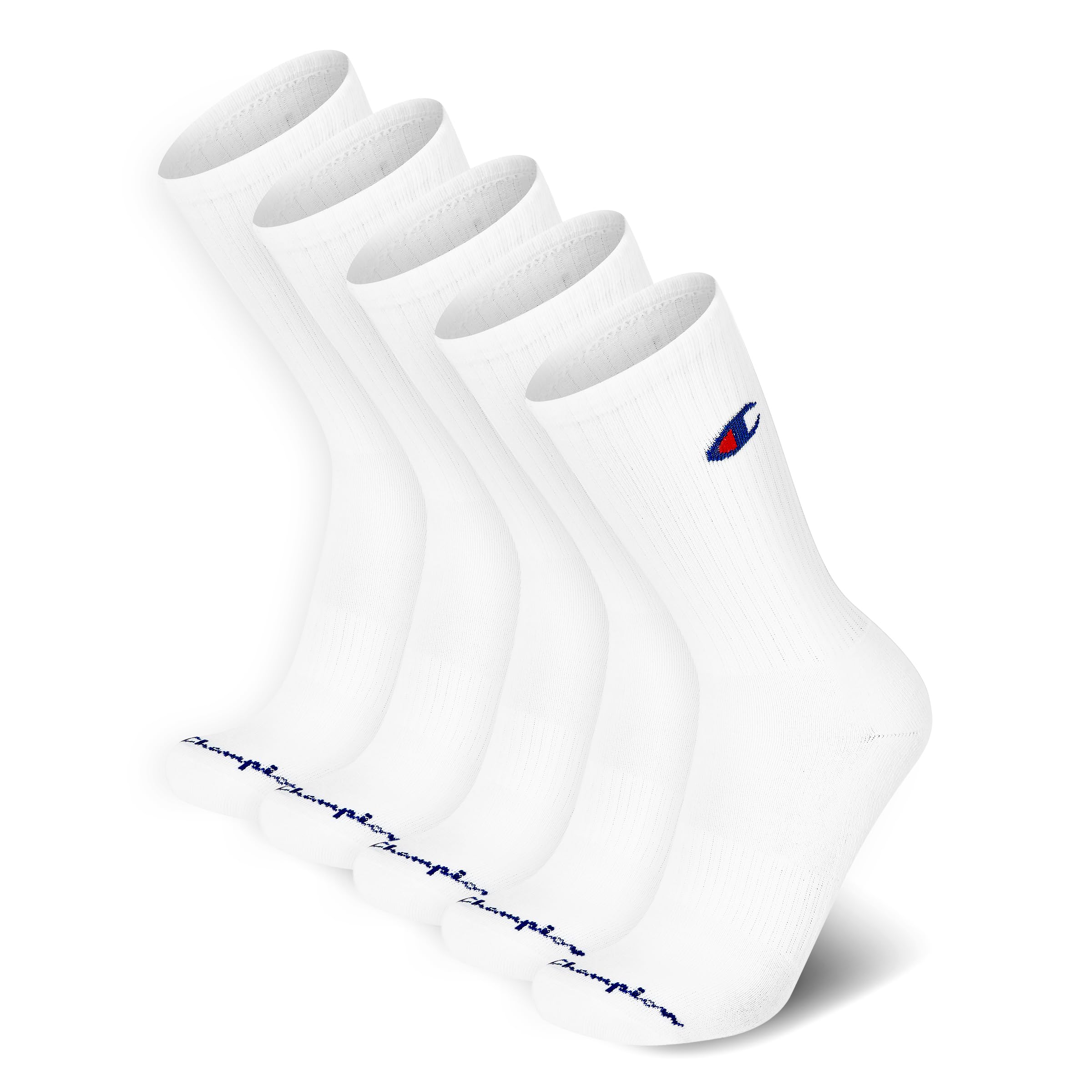 Champion mens Crew Socks – Moisture-wicking Athletic Socks With Cushioning & Arch Support (Size 6-12), White, 4.5-12 UK