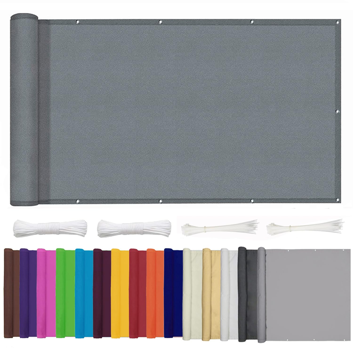 ZHhan Balcony Privacy Screen for Backyard Deck Patio Balcony Fence Porch Sun Shade PVC UV Protection Sun Wind 8 Days Delivered 15 Colors 352 Sizes 420D Grey