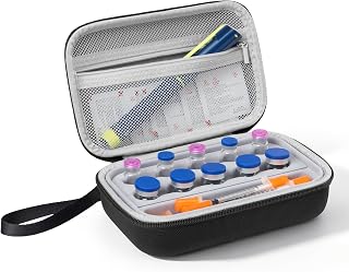 Peptide Case for Fridge, Medicine Vial Holder, Vial Storage Case with Adjustable Interior Inserts, Holds 1–10ml Vials & Insulin Syringes, Great for Storing Diabetic Supplies at Home, Black