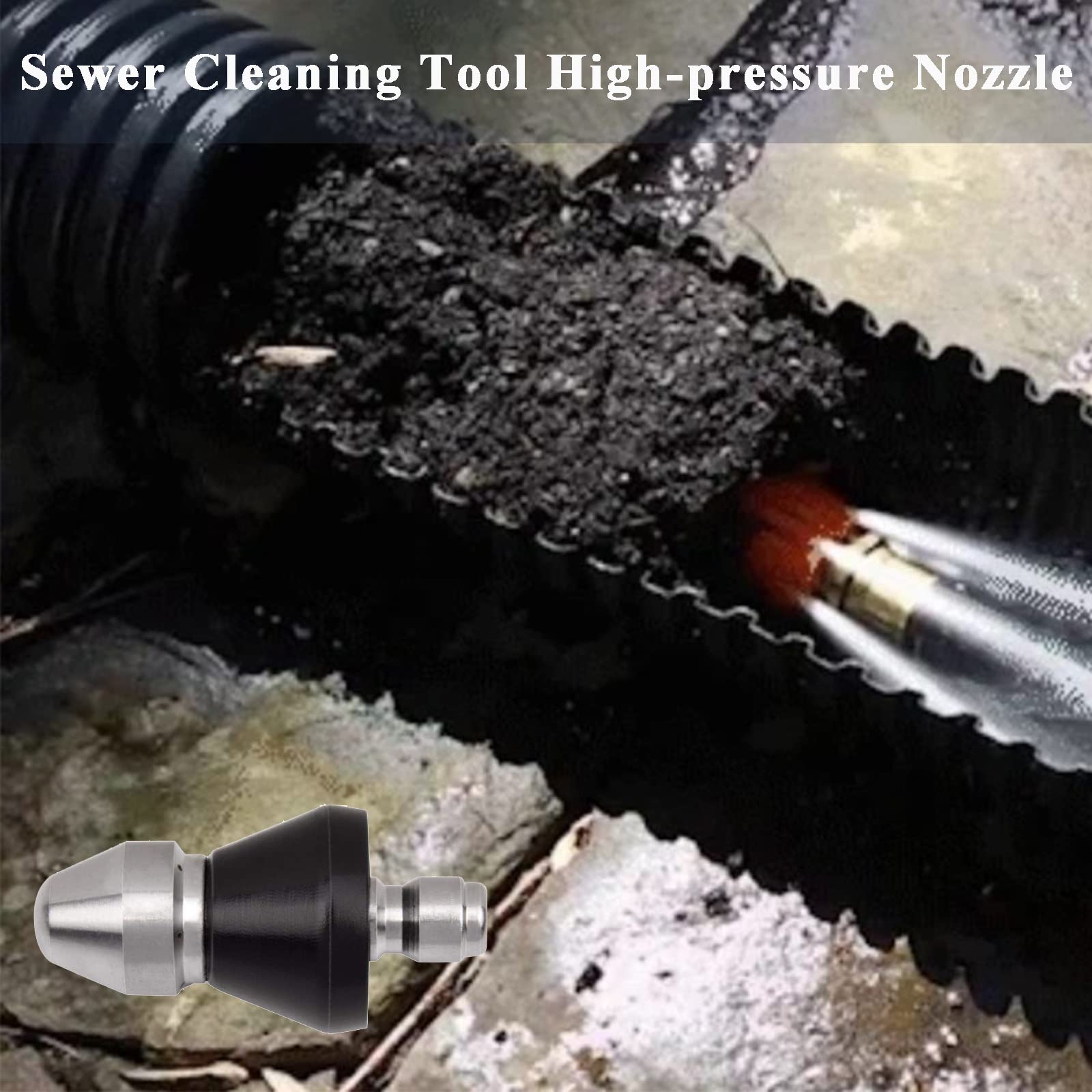 MYCK High-Pressure Clean Nozzle - Sewer Cleaning Tool High-Pressure Nozzle, Sewer Jetter Nozzle - Gutter Cleaner Tool
