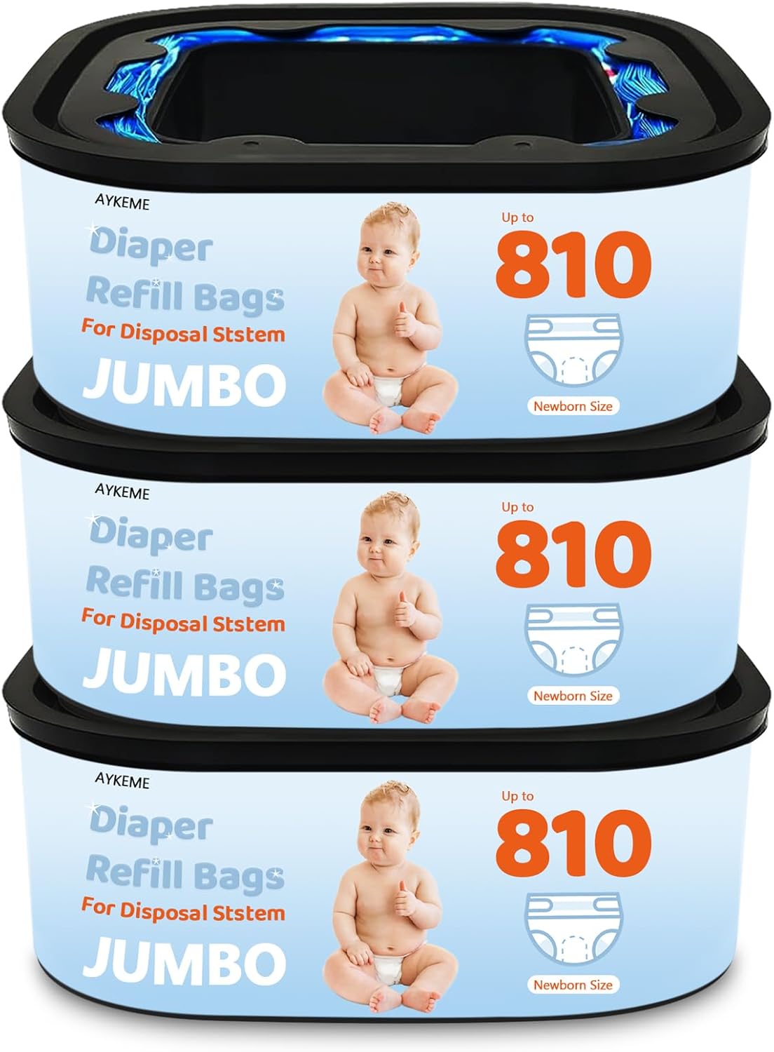 Jumbo Square Refills Disposal Bags Compatible with Diaper Genie Compact & Select Pails (Not Fit Classic),Hold Up to 810 Newborn-Sized Diapers Per Refill(3 Pack) Jumbo Square Refills Disposal Bags Compatible with Diaper Genie Compact & Select Pails (Not Fit Classic),Hold Up to 810 Newborn-Sized Diapers Per Refill(3 Pack)