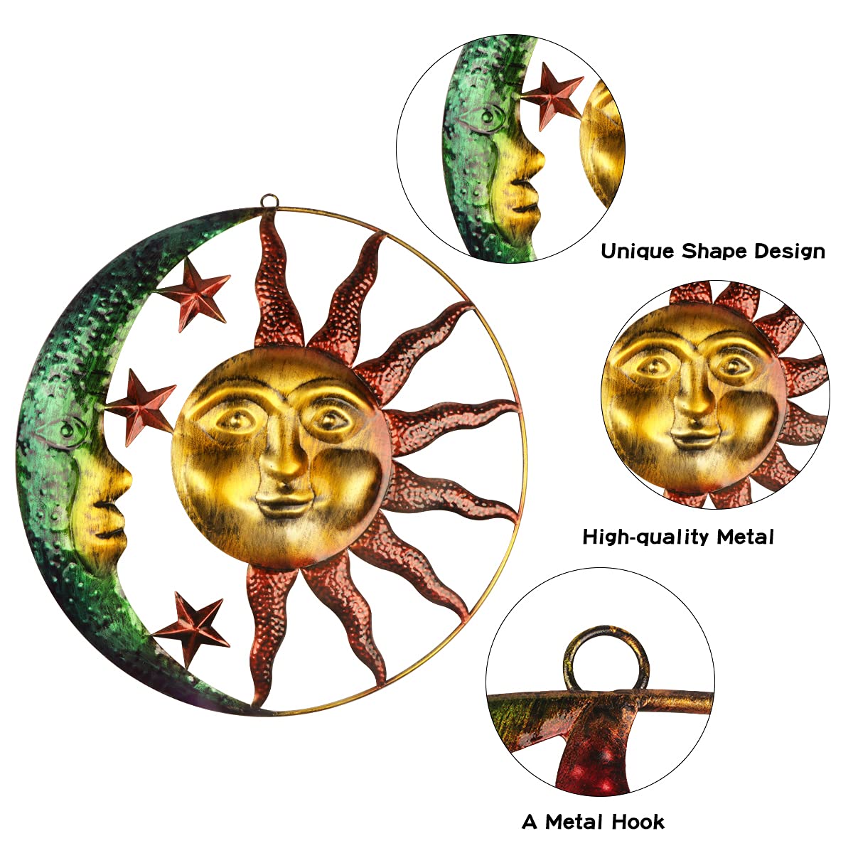 Décoration Murale En Métal En Forme De Soleil – 43 Cm – Sculptures Et Statues De Jardin Pour
