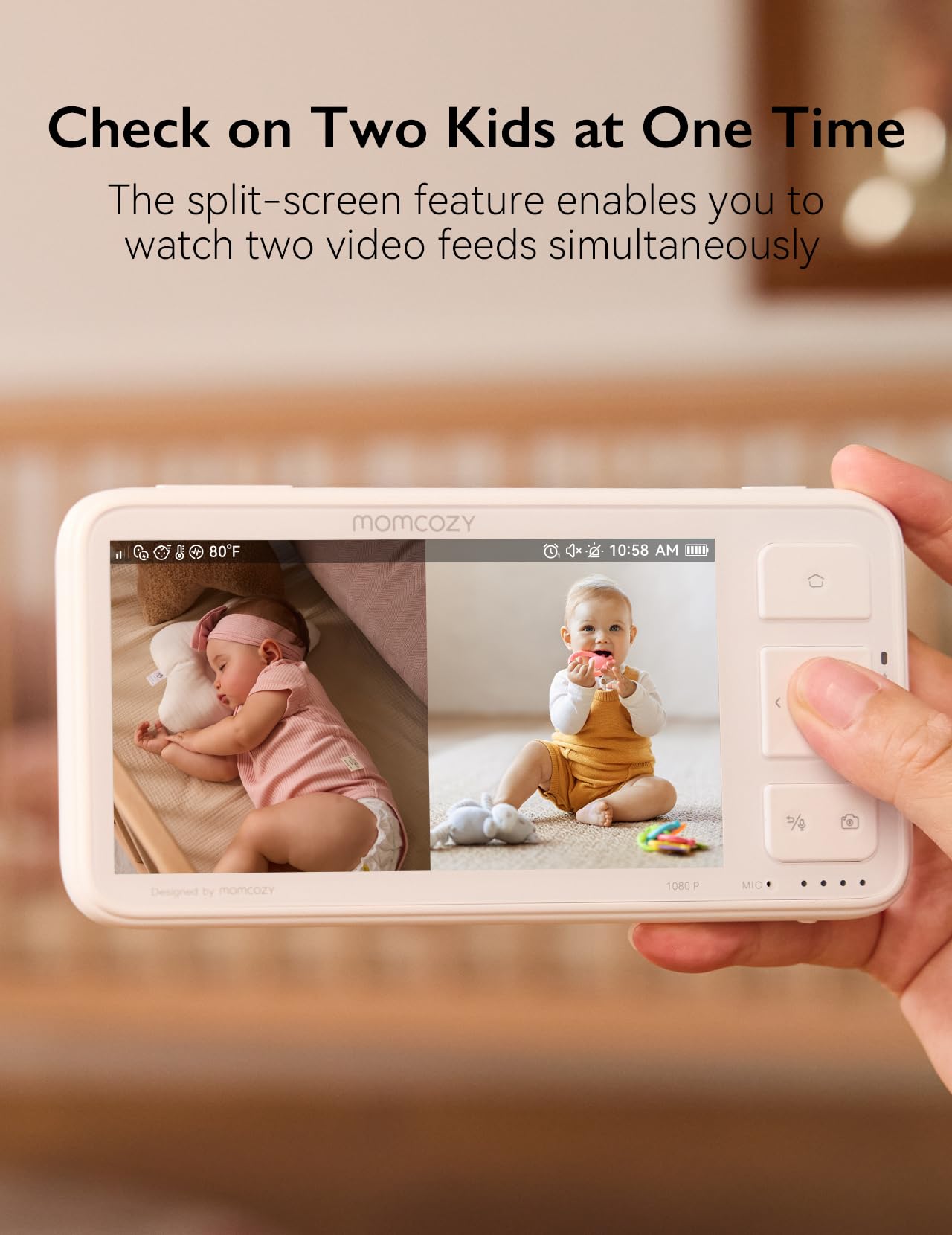 momcozy Elektroniczna niania z 2 kamerami, 5,5 cala 1080p FHD video elektroniczna niania z 2 kamerami
