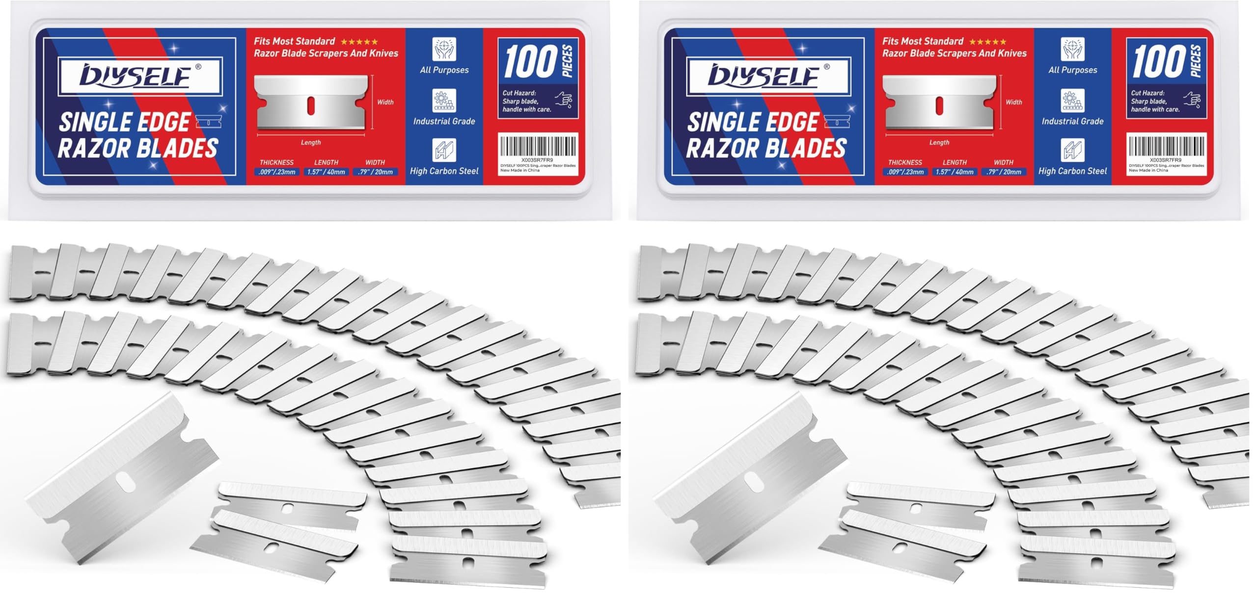 DIYSELF Razor Blades - 100 Blades Included -12 DIYSELF Razor Blades - 100 Blades Included -12