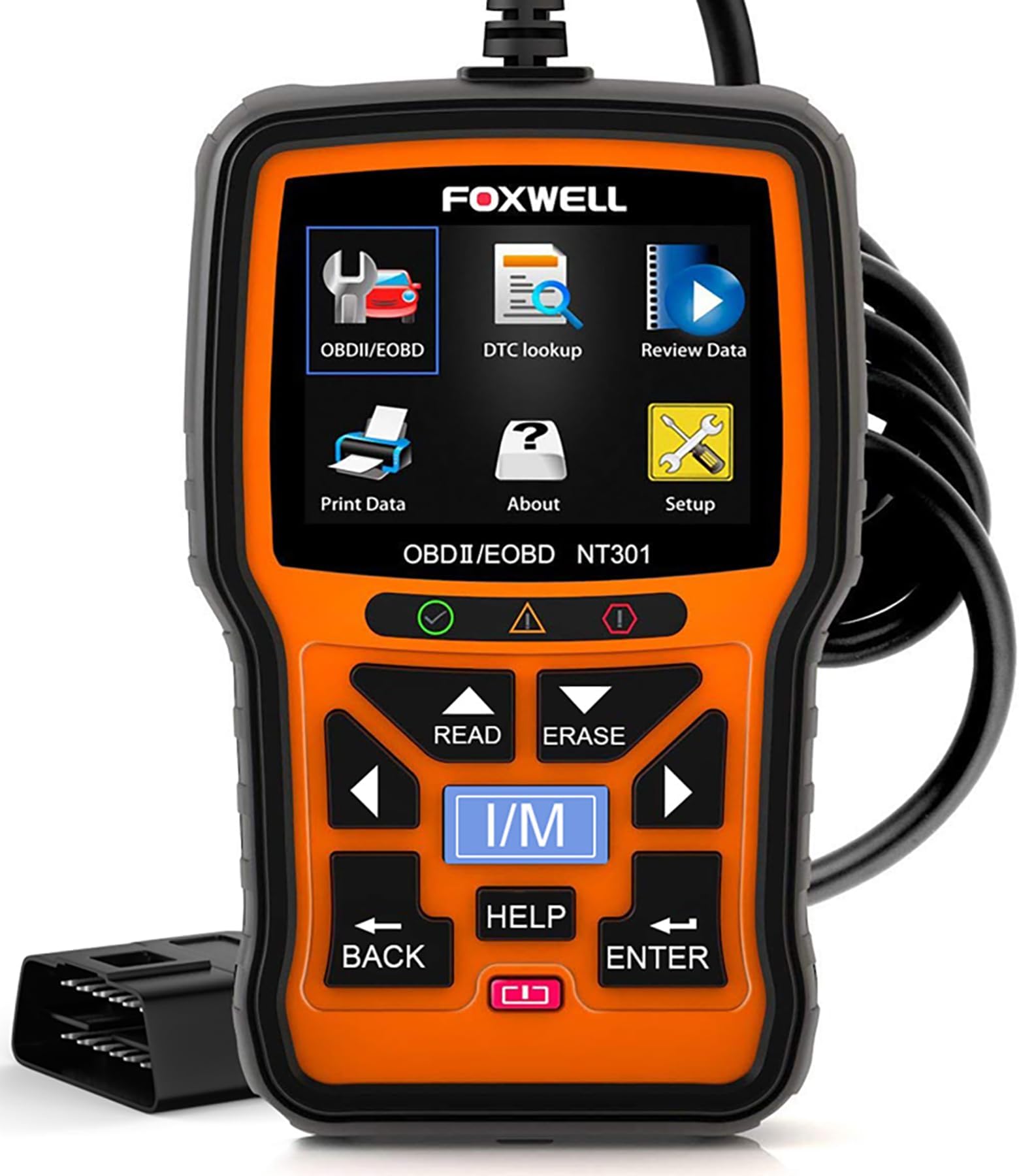 FOXWELL NT301 OBD2 Code Reader Enhanced OBD2 Scanner, Car Diagnostic Tool with Full OBD Functions- Check Engine Light, I/M Readiness/ O2-Sensor/EVAP Test, Diagnostic Machine for All Cars After 1996