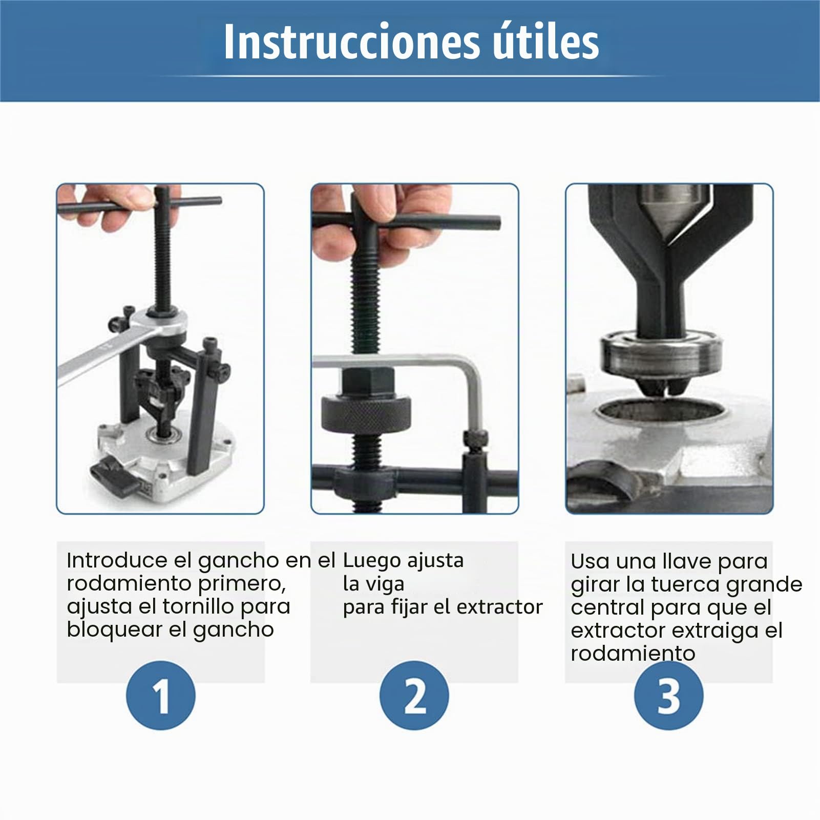 Dioche Extractor para rodamientos internos de acero al carbono Extractor de rodamientos de 3 mordazas para mantenimiento mecánico automático coche para moto
