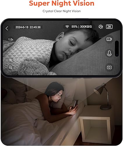 Miniatura 3 de owltron Cámara de seguridad interior 2K, cámaras WiFi de 2.4 GHz para seguridad en el hogar, cámara de monitor de bebé con detección de