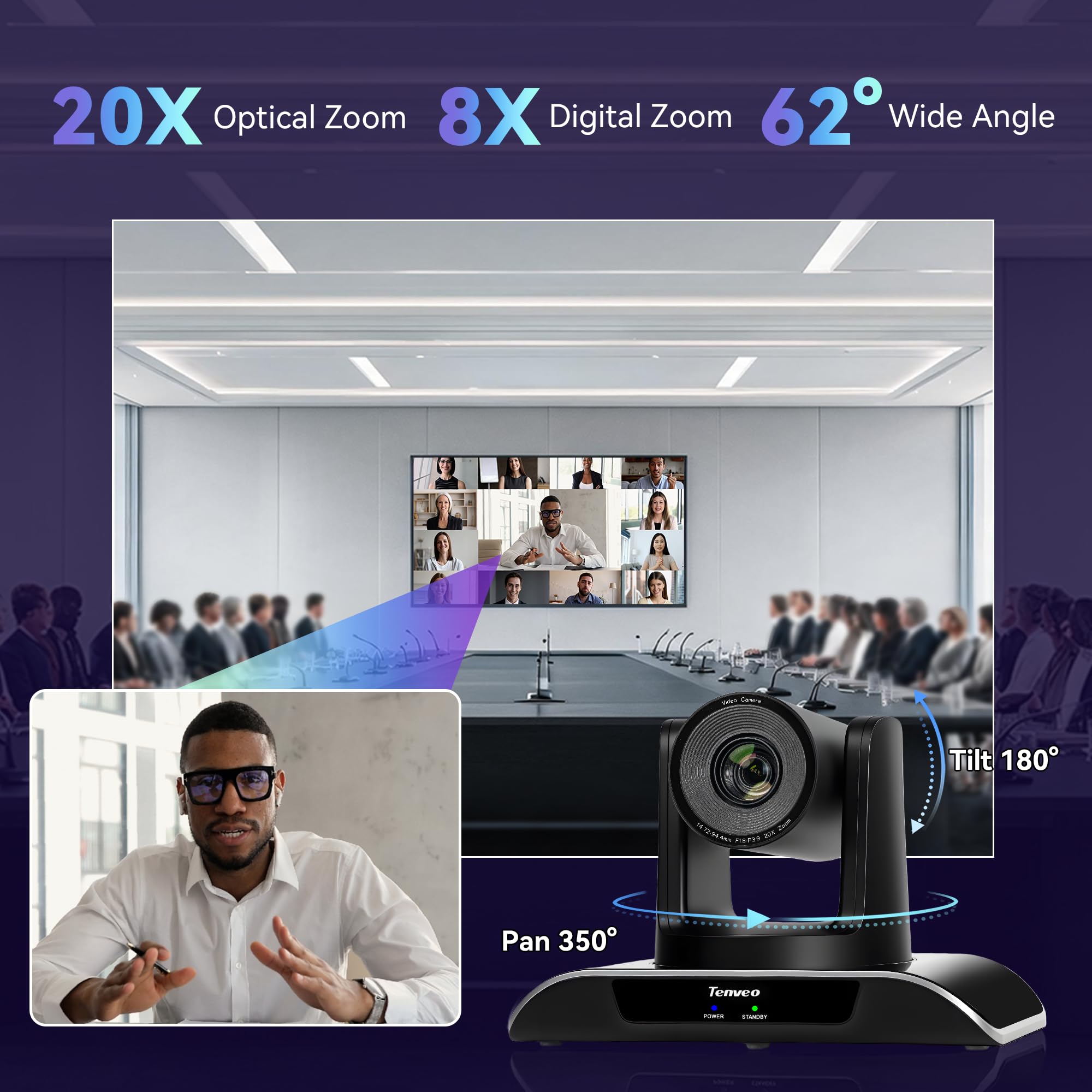 Amazon.com: Tenveo 20X Optical Zoom PTZ Conference Room Camera