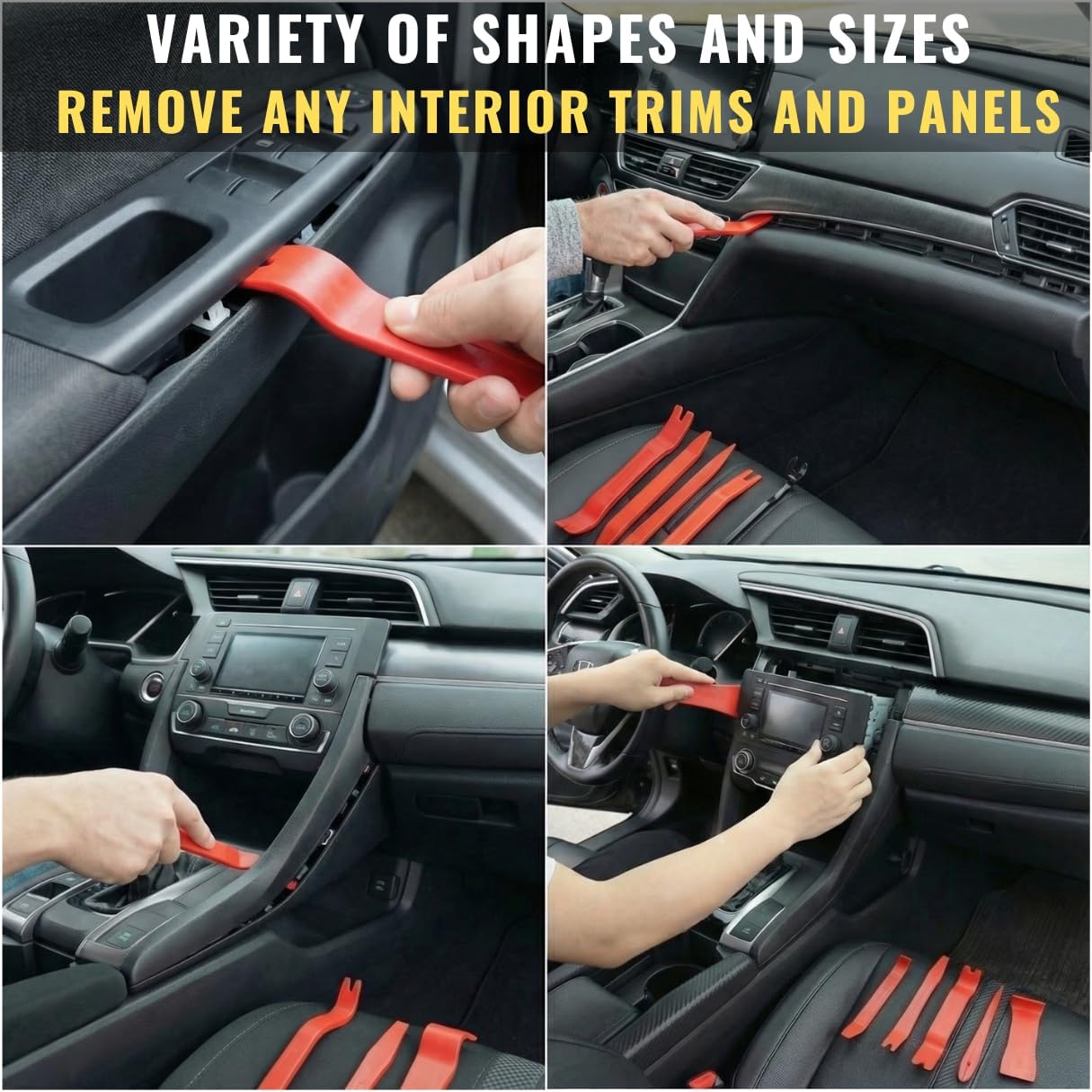 Sunplustrade Auto Trim Removal Tool Set (No Scratch Plastic Pry Tool Kit) - Auto Trim Tool Kit Car Tools, Easy Door Panel Removal Tool, Fastener Removal, Clip, Molding, Dashboards, Interior Trim Tools