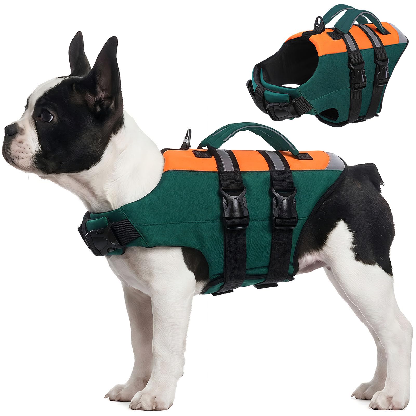 CITÉTOILE Hunde Schwimmweste - Rettungsweste für Hunde mit Griff & Sicherheitsgurt, Schwimmhilfe für Boot, Pool & Seen, Wassersicherheit für kleine bis große Hunde, Orange, L