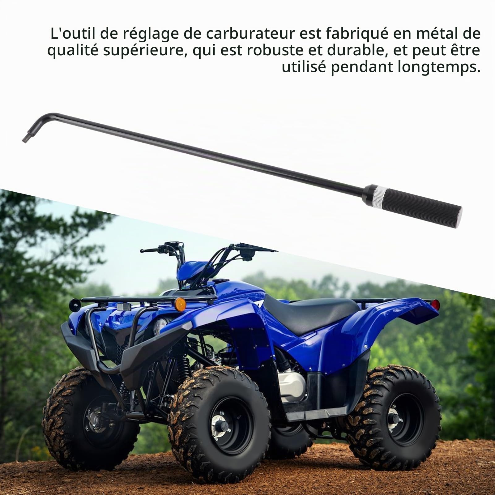 Keenso Outil de Réglage de Vis Pilote de Carburateur, Outil de Réglage de Vis Pilote de Carburateur 16.34in Tête Coudée à 110° en Métal pour Motoneige ATV UTV