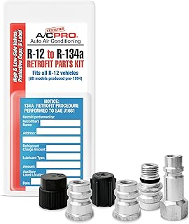 CERTIFIED A/C PRO Car Air Conditioner Adapter Kit, Complete AC Conversion Adapter Kit Converts R12 to R134-A Refrigerant, Includes 1 Low Side Port, 3 High Side Ports and Retrofit Label, InterDynamics