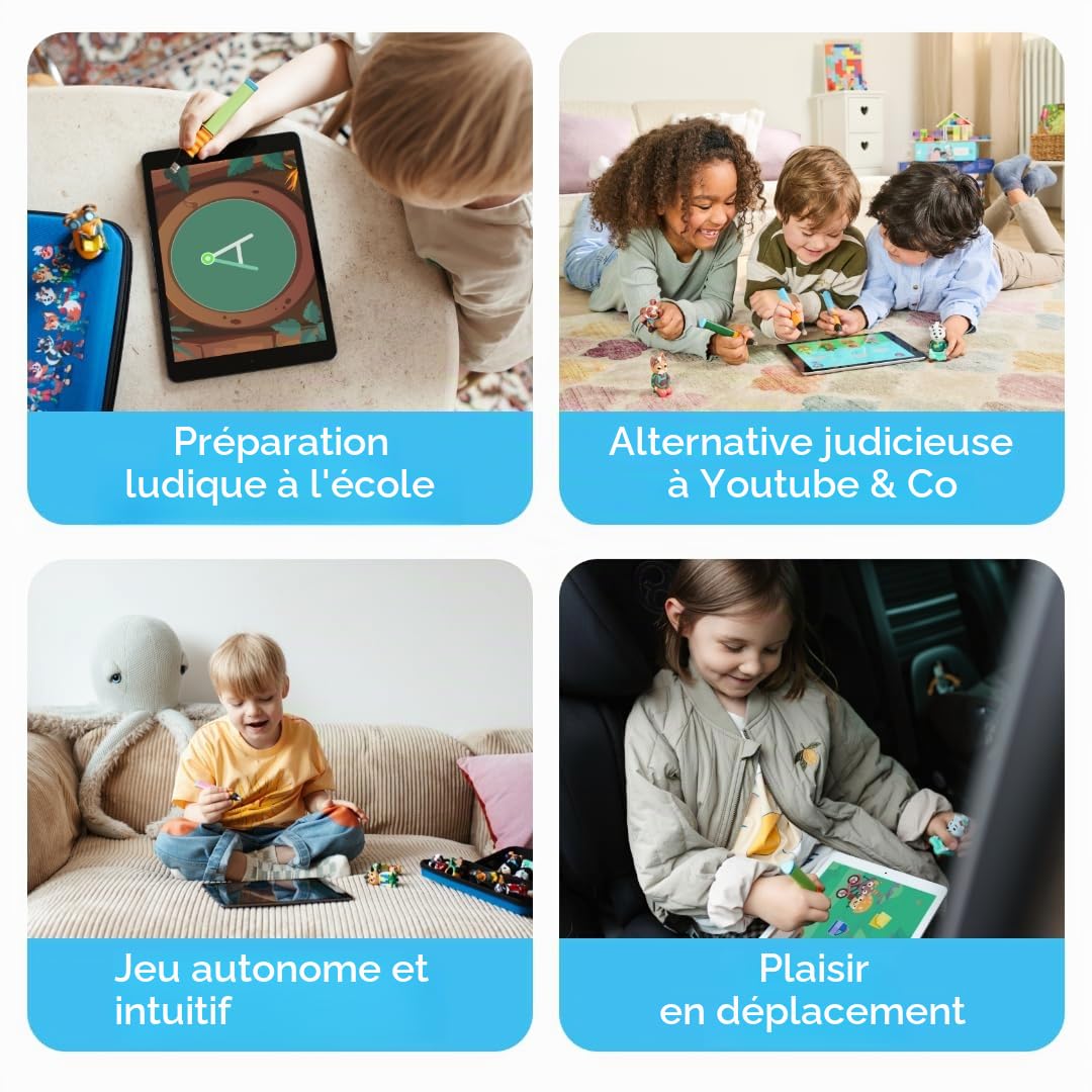 Edurino Mika Kit de démarrage pour première lecture et écriture (niveau 1) à partir de 4 ans avec stylet | Jeu éducatif innovant et numérique | Apprentissage ludique des lettres, des syllabes et des