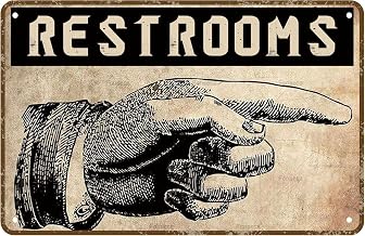 Vintage Finger Arrow Pointing Direction Restroom Sign Restaurant Wall Decor Bathroom Business Door Art Vintage Metal Tin Sign Vintage Style Novelty Poster Wall Decor 6"x8"