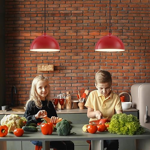 Miniatura 71 de Lámpara Colgante Industrial Electrochapada en Oro de 11.8 pulgadas, Paquete de 2, Lámparas Colgantes de Metal para Isla de Cocina, Lámpara Colgante