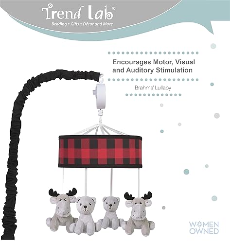 Miniatura 2 de Trend Lab Buffalo Check - Móvil para cuna de bebé con música, brazo móvil para cuna para rieles de cuna estándar