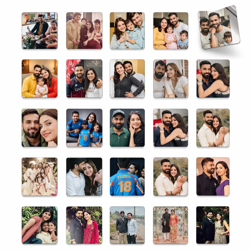 Personalized Photo Memory Fridge Magnets – Customised Fridge Magnets with Photo | Set of 24 MDF Glossy Finish (3x3 Inch, 4mm) | Waterproof Print | Custom Fridge Magnet Photo Gift for Home & Décor-image-33