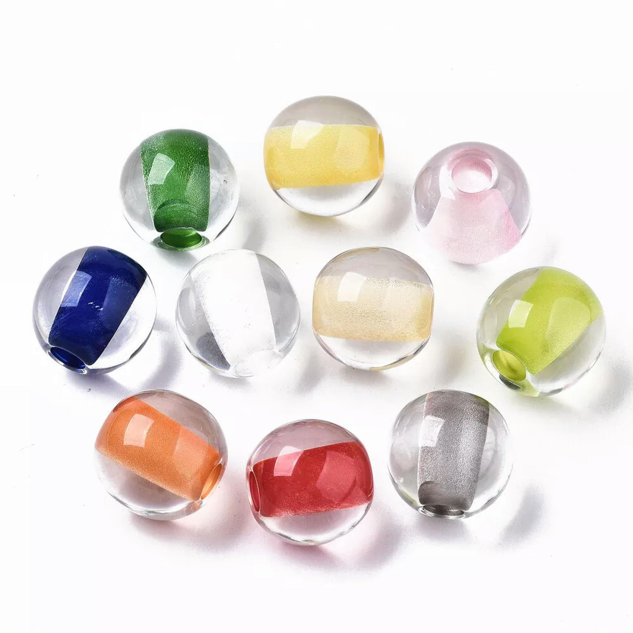 Lot de 100 Perles Rondes Transparentes à Gros Trou en résine de 20 mm - par défaut
