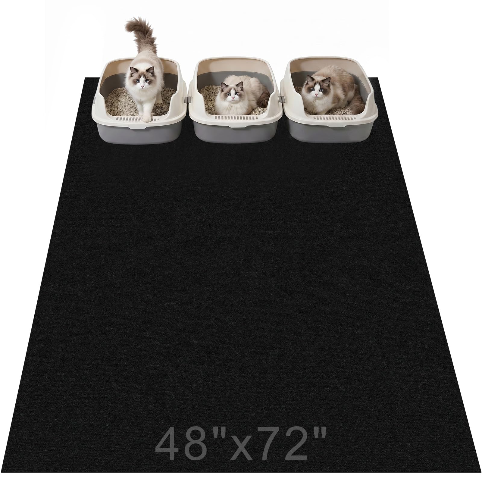 Extra große Katzenstreumatte, 121,9 x 182,9 cm, rutschfeste Gummimatte für mehrere Indoor-Katzen, rutschfeste Katzenstreu, leicht zu reinigen, Jumbo-Größe, sauber für den Innenbereich, Bodenfang
