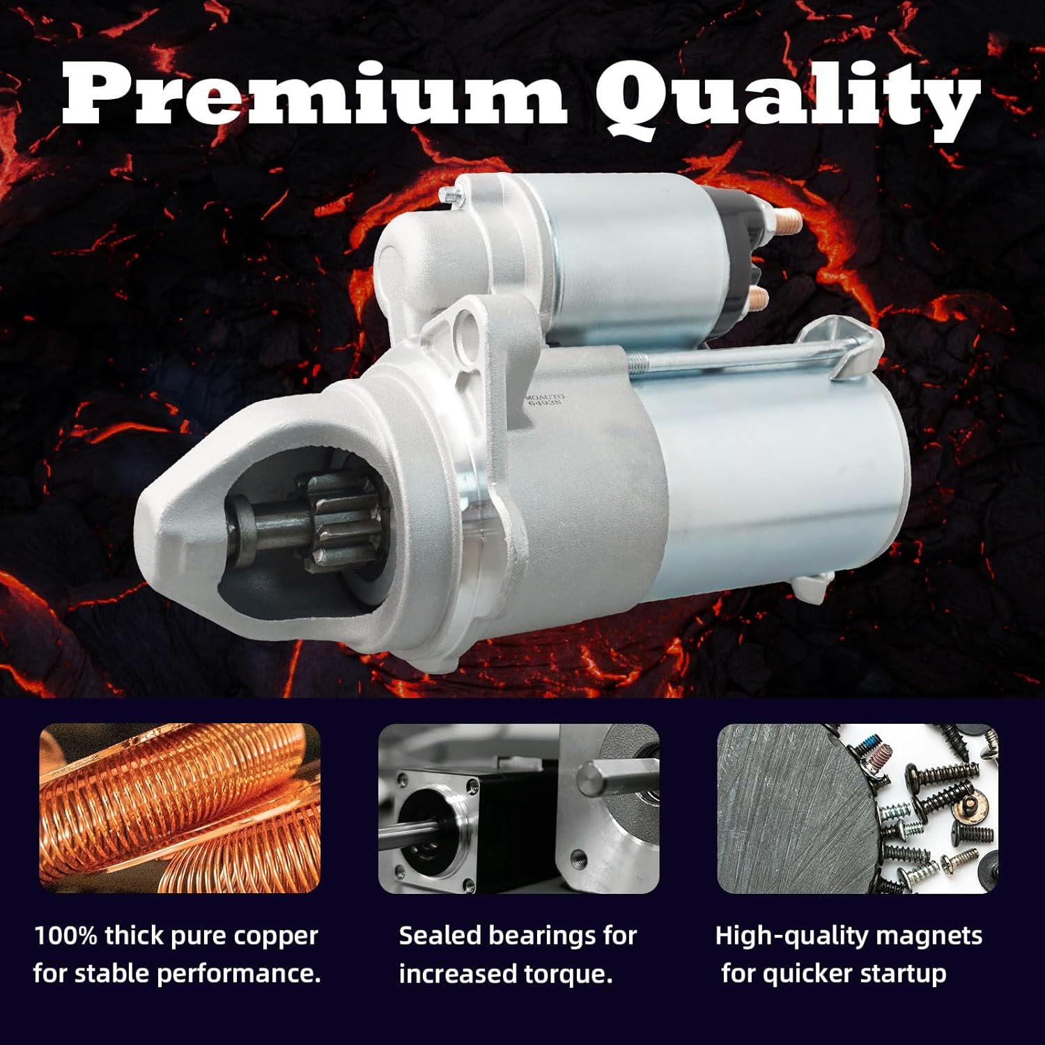 Starter Motor Replacement 6493N 12586764 89017756 Compatible with Chevrolet Cavalier Classic Cobalt HHR Malibu Pontiac G5 G6 Pursuit Solstice Saturn Ion L100 LW200 Sky Vue L300 2.0 2.2 2.4L L4