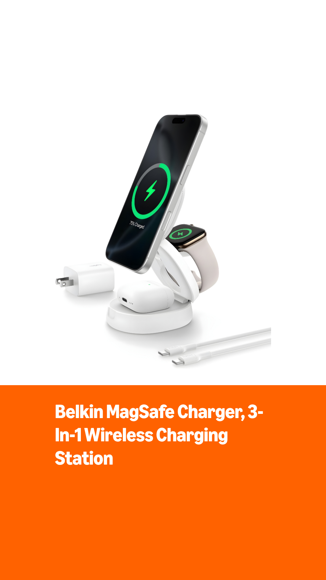 Amazon.com: Belkin MagSafe Charger Compatible, 3-in-1 Qi2 15W