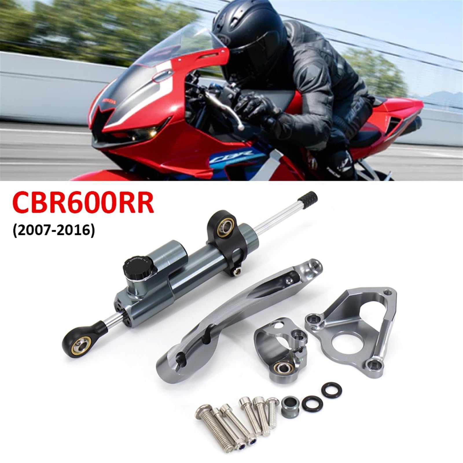 LOTFI Motorcycle Stabilizer Steering Damper Bracket Mount Kit Fit For CBR600RR CBR 600RR CBR 600 RR 2007-2016 Damper Support Kit (Size : F)