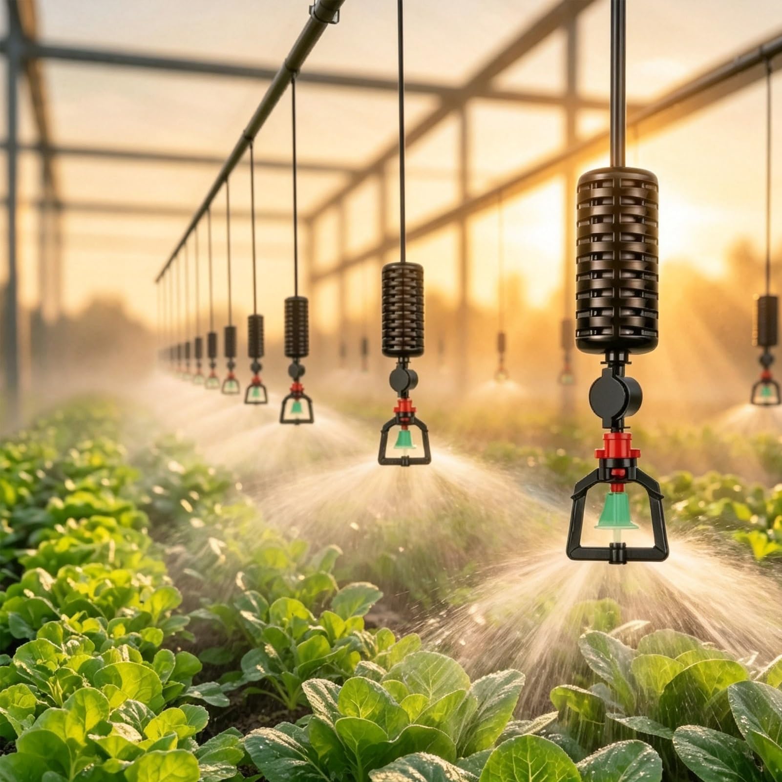 Kit Irrigazione Automatico di Dissipazione del Calore per Serra, Kit di Irrigazione a Nebulizzazione con Testine di Irrigazione a Goccia Rotanti a 360 Gradi, Attrezzatura per L'irrigazione Piante