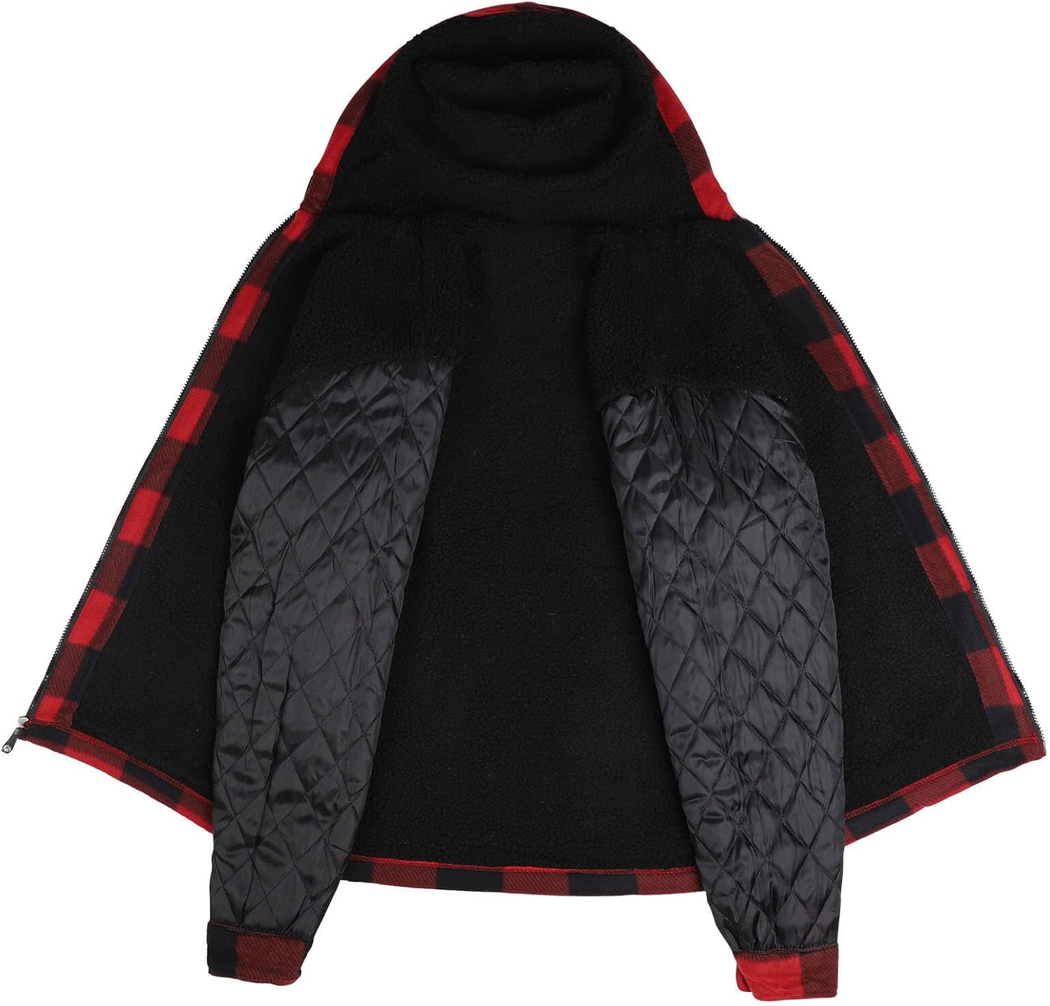 Heavy Thick Flannel Plaid Jacket Sherpa Fleece Lined Hoodies for Men Zip Up Winter Warm Coat Buffalo Zipper Sweatshirt - Image 6