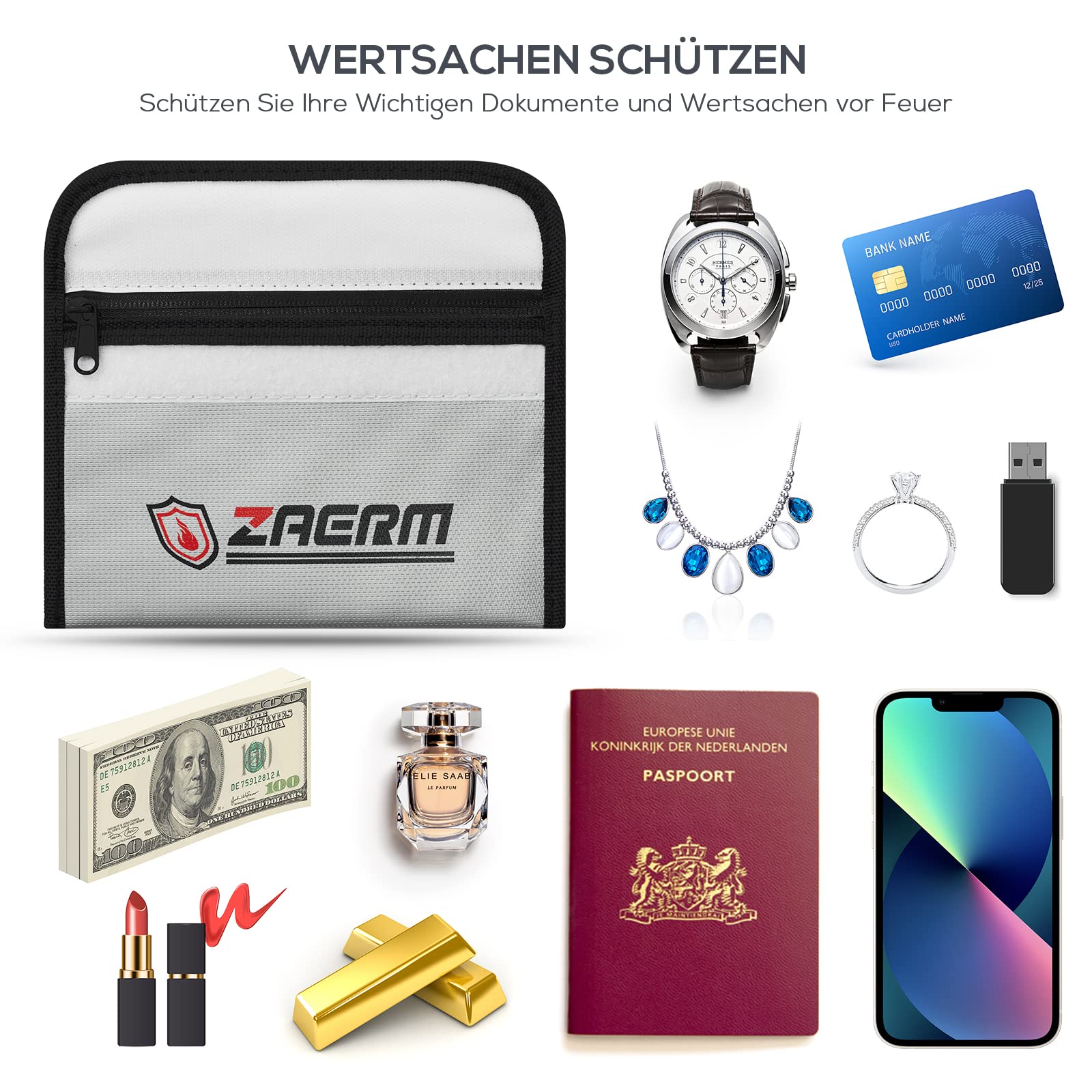 Cassaforte Ignifuga E Impermeabile ZAERM - 39x13x31 Cm, Per Documenti A4 E Valori - Foto 6