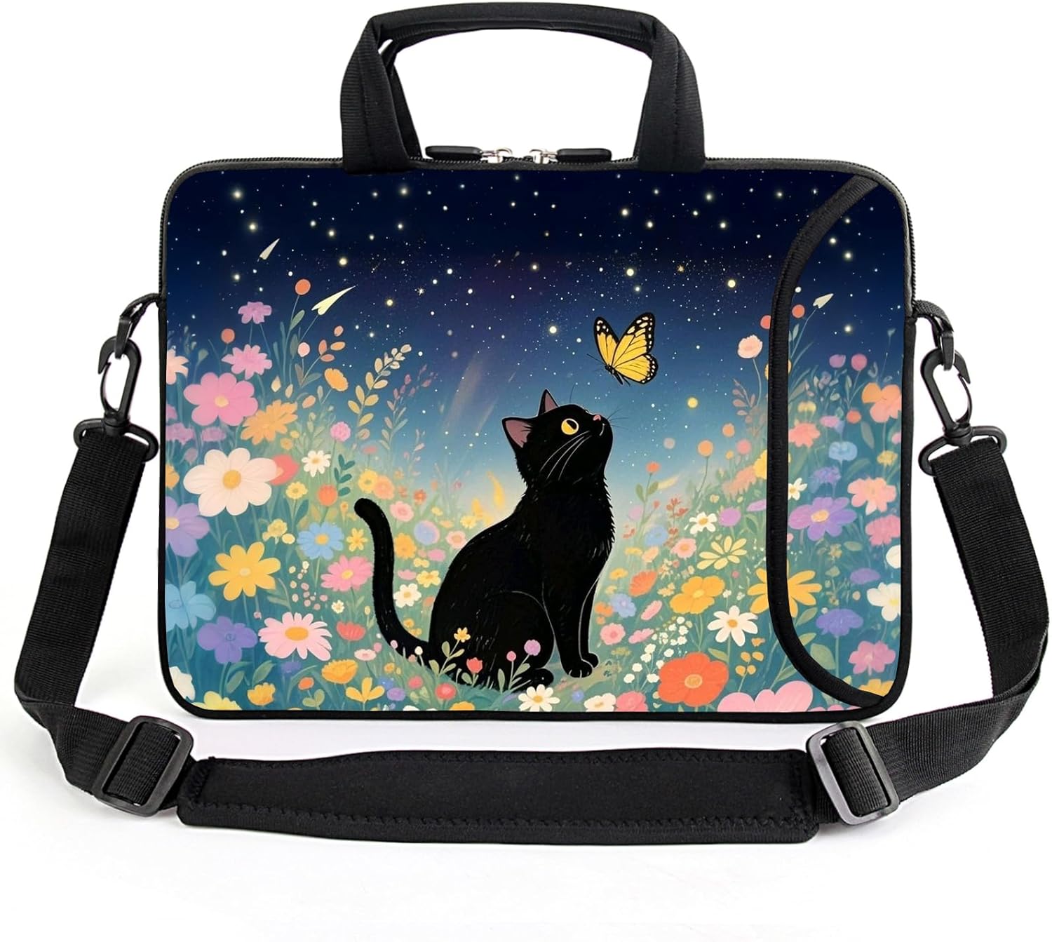 AMARY 15.4" 15.6" laptop sleeve adjustable shoulder strap with handle accessory pocket for men women (Cat-1)