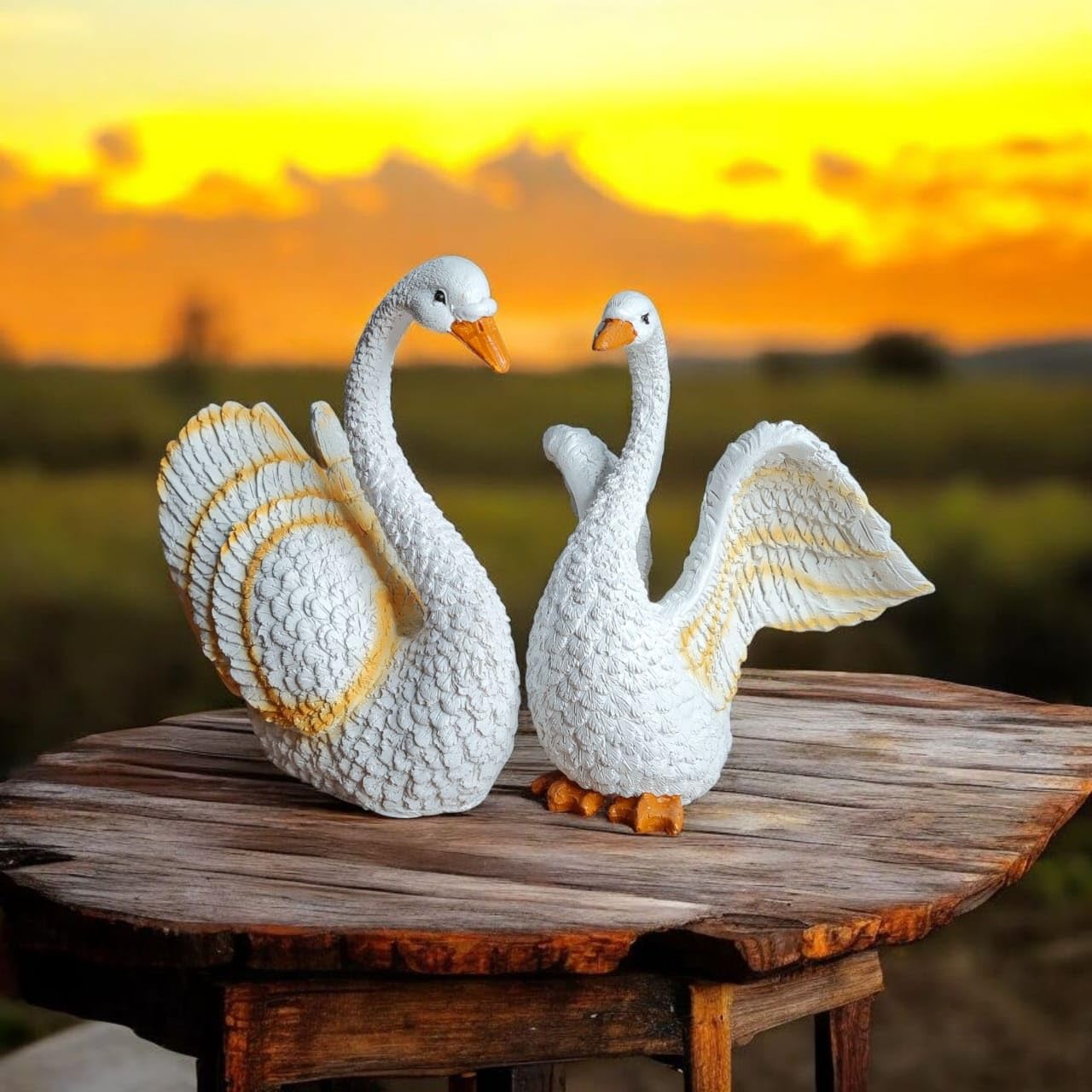 Buy SAUDEEP INDIA Fiber Resin Swan Pair Idol for Home Decor | Feng