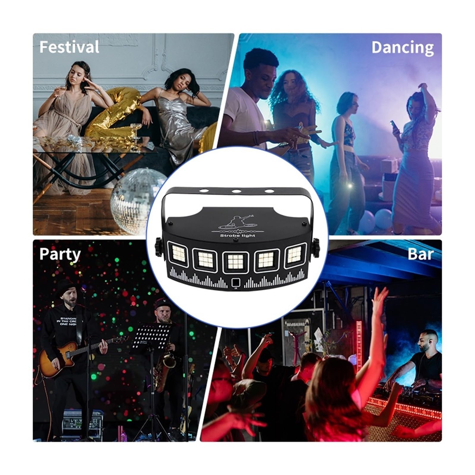 Światła sceniczne LED, USB DJ Strobe Light z pilotem na imprezę dyskotekową, świąteczną, klubową, barową, taneczną, aktywowaną dźwiękiem, błyskową diodą LED RGB, oświetlenie sceniczne na wesele