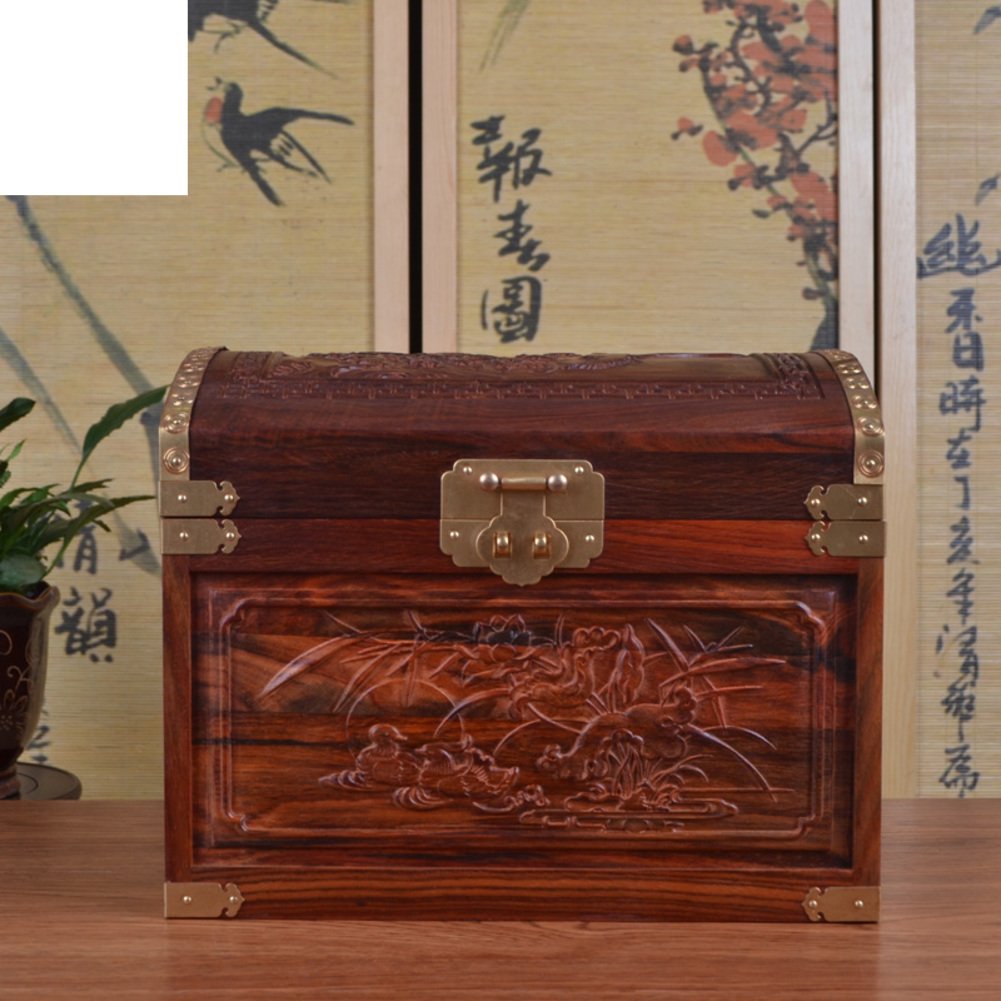 WODESHIJIE Wood Classical Wedding Red Jewelry Boxes-A