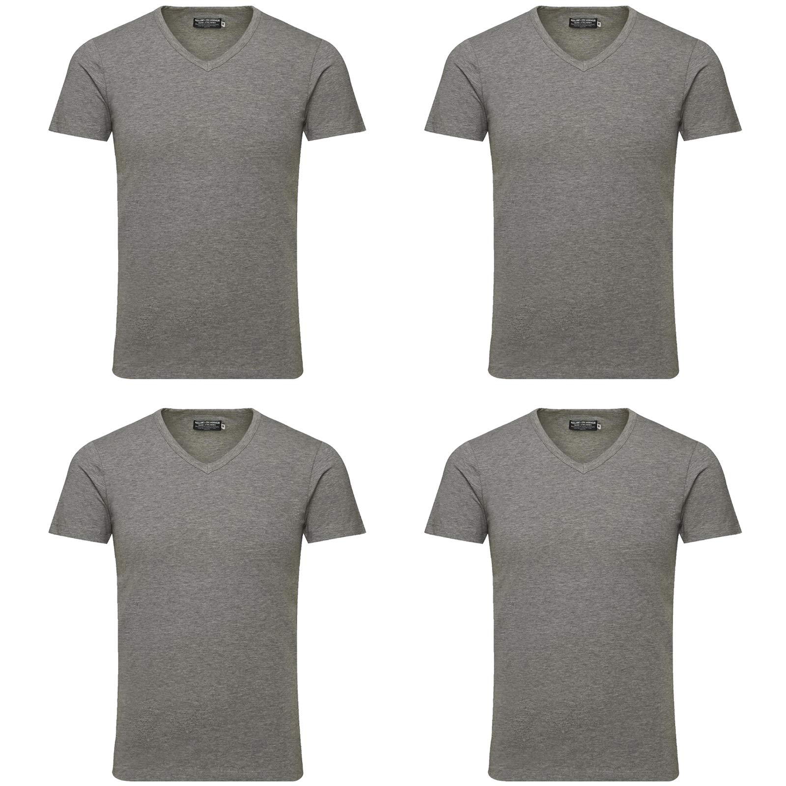 JACK & JONES Herren T-Shirt 4er Pack ay-z9 Basic V-Ausschnitt Grau XXL