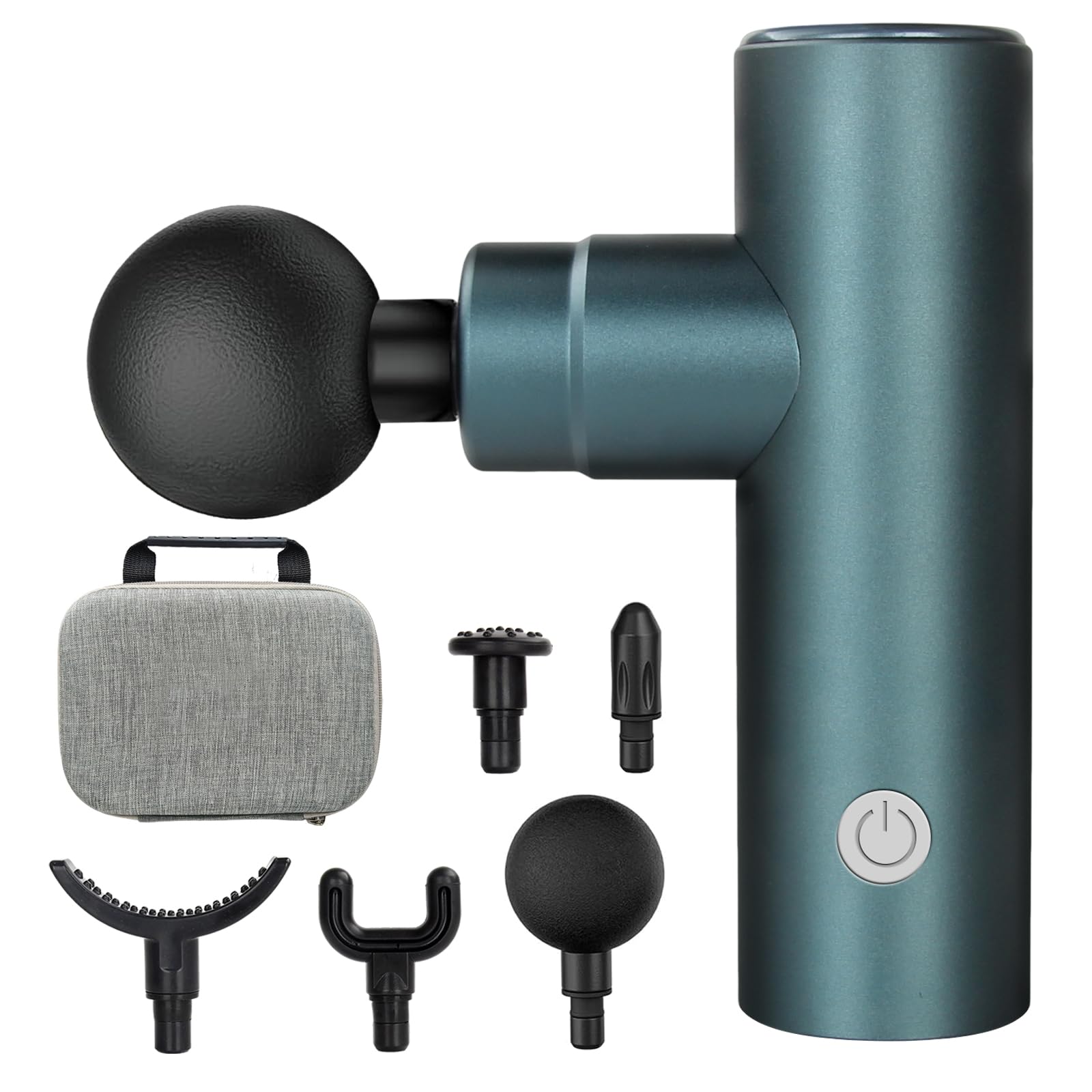 Mini pistolet de massage 3800 tr/min portable pour tissus profonds - Pistolet de massage à percussion musculaire - Pistolet de massage électrique portable avec 4 vitesses et 5 têtes pour la relaxation
