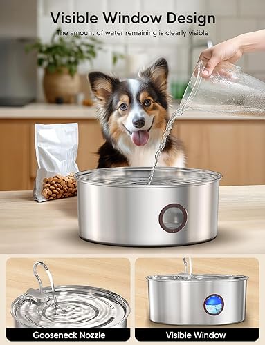 Miniatura 6 de Fuente de agua para perros grandes, dispensador automático de agua para perros de acero inoxidable de 270 oz8 L, fuente de agua automática para