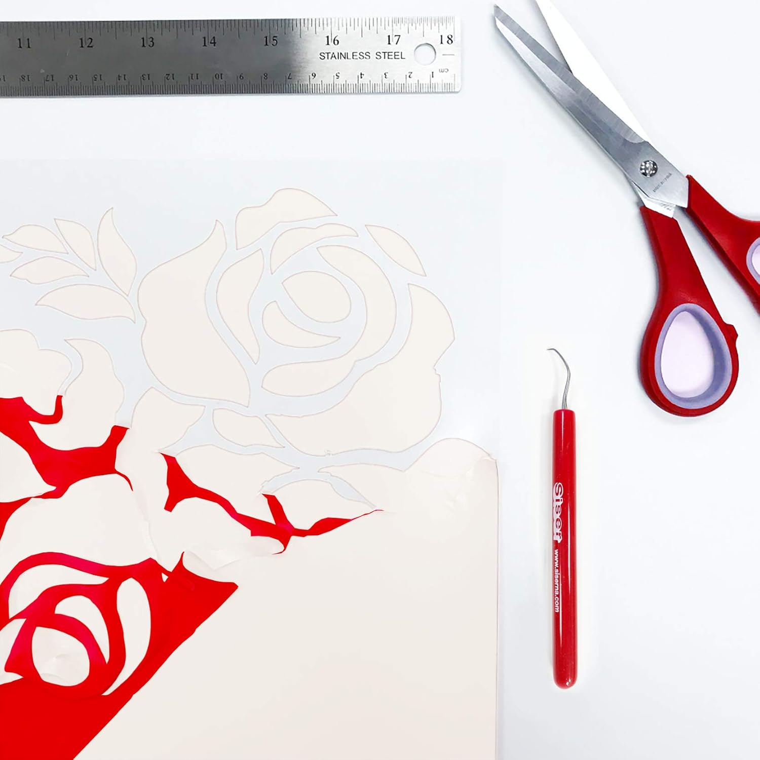 Siser EasyWeed Heat Transfer Vinyl 15" x 15ft Roll (Bright Red) Compatible with Siser Romeo/Juliet & Other Professional or Craft Cutters - Layerable - CPSIA Certified