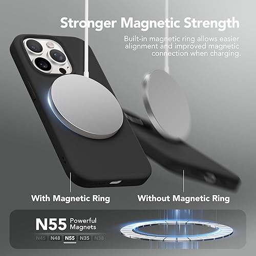 Miniatura 4 de GONEZ Funda de silicona para iPhone 15 Pro Max, compatible con Magsafe, 2 protectores de cámara + 2 protectores de pantalla, forro de microfibra