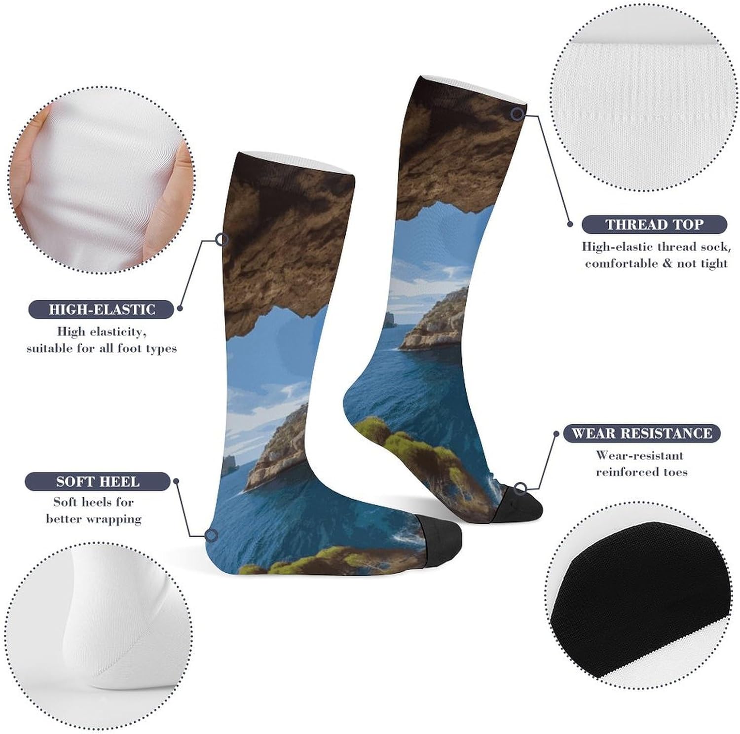 Arch in Mallorca Spain Knee High Soccer Socks Moisture Wicking
