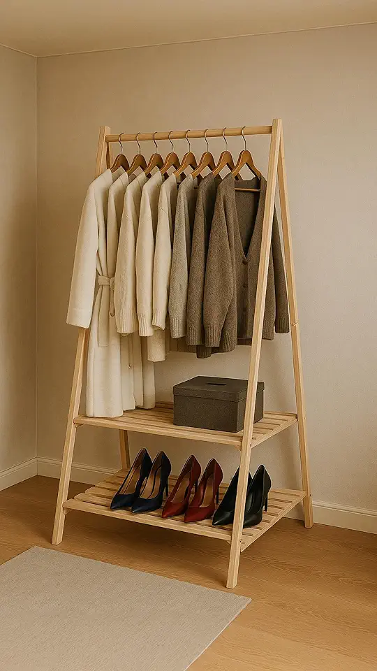 Arara De Madeira Dobravel Expostior Closet Pinus Sapateira