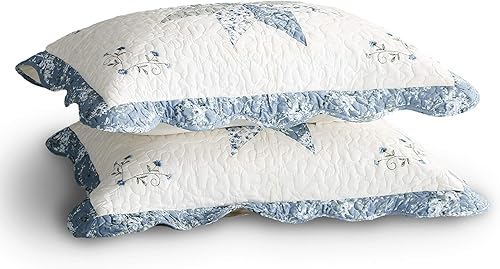 Miniatura 2 de KASENTEX - Lujosa colcha cubrecama de gran tamaño con diseño de tela de retazos bordado, 100 % algodón, lavable a máquina