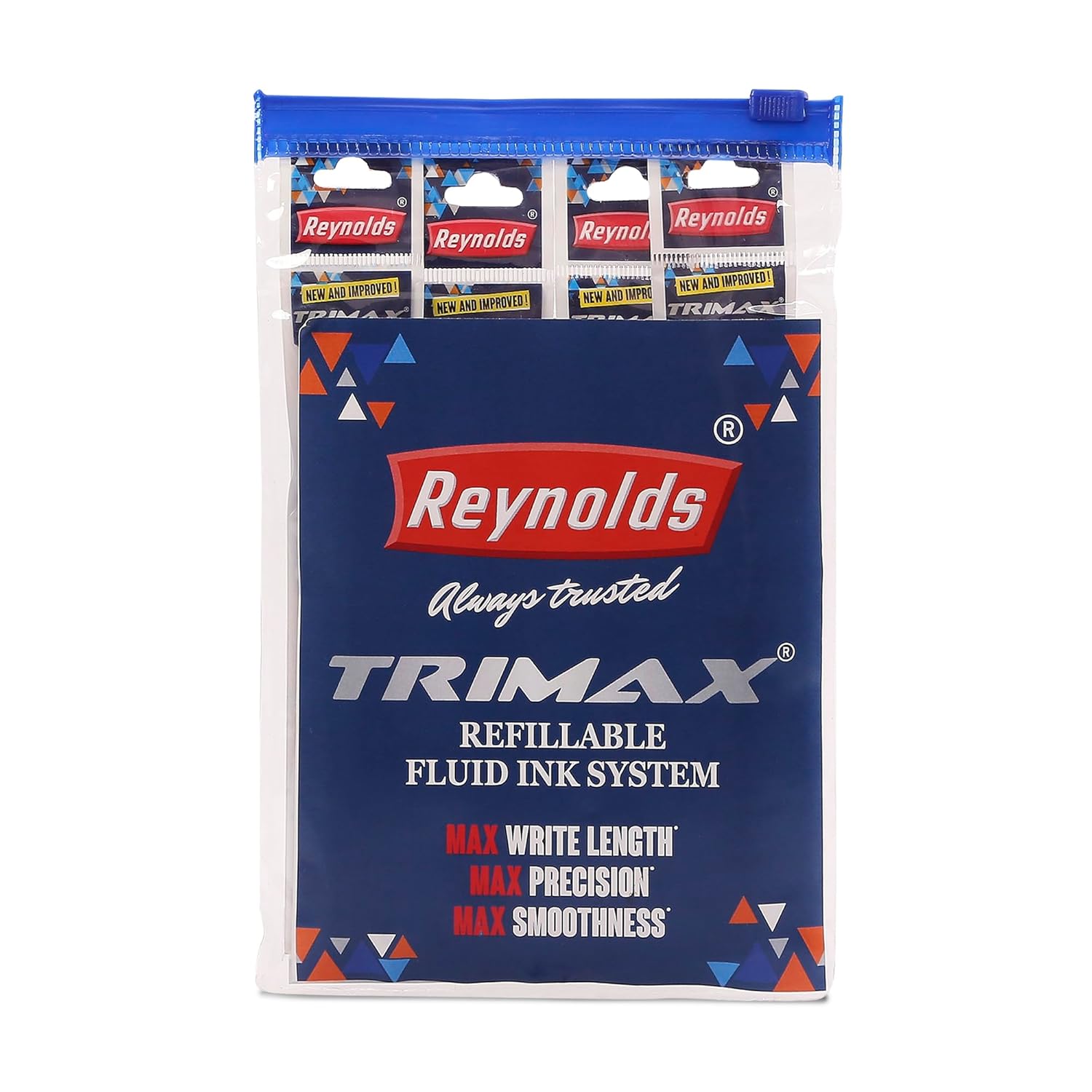 Reynolds Trimax Pen Refills 4 count Blue Sharp Tip for Precision