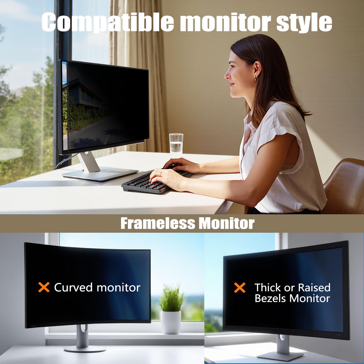 [Paquete de 2] Pantalla magnética de privacidad para computadora para monitor de 24 pulgadas, protector de filtro de privacidad de luz azul antirreflejo, fácil instalación, relación de aspecto 8