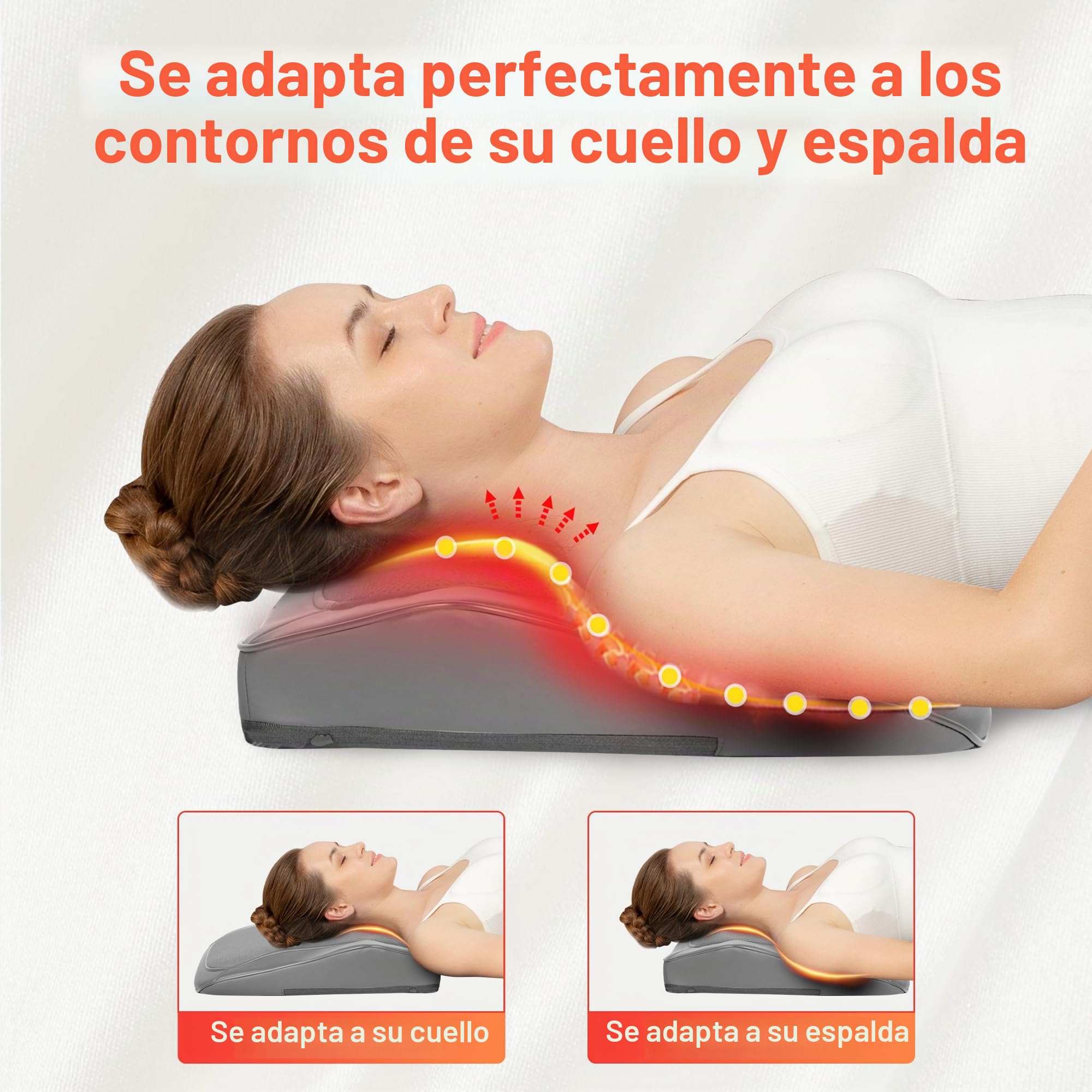 COMFIER Shiatsu - Masajeador de espalda baja para dolor, cuello y espalda con calor, almohada de masaje de amasamiento 4D, regalos para mujeres y hombres, masajeador Shiatsu de tejido profundo