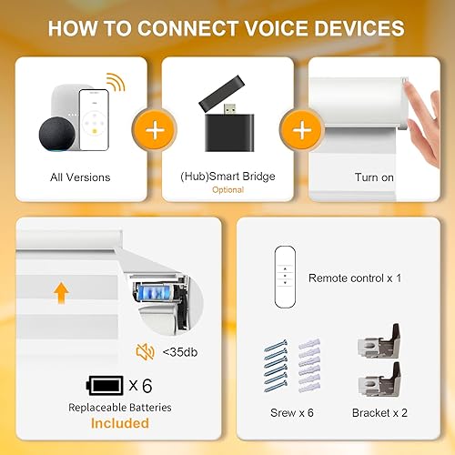 Miniatura 5 de Persianas motorizadas de cebra con control remoto filtrado de luz, persianas inteligentes para ventanas, persianas horizontales eléctricas de doble