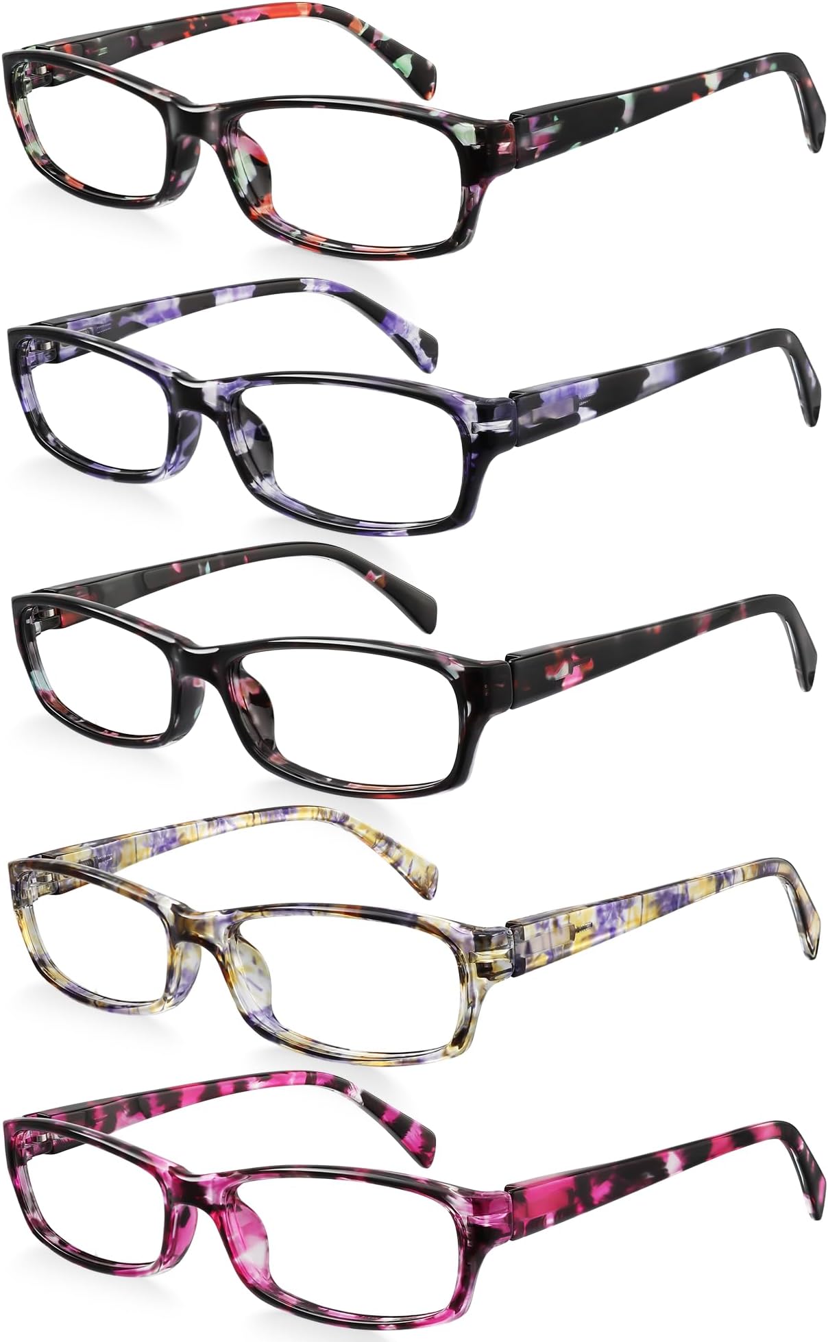 Reading Glasses for Women Men - 5 Pack Blue Light Blocking Spring Hinge Computer Readers Anti Glare UV Eyeglasses