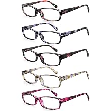 Reading Glasses for Women, Rectangle Readers for Women with Blue Light Blocking Spring Hinge Eyeglasses UV Filter