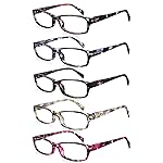 kunchu 5 Pack Reading Glasses for Women Men - Blue Light Blocking Spring Hinge Computer Readers Anti Glare UV Eyeglasses (Flower Floral, 2.5, x)