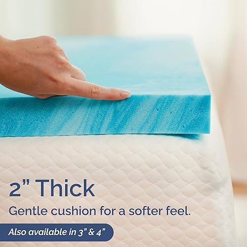 Miniatura 6 de Cubrecolchón de espuma viscoelástica súper suave tamaño King, espuma viscoelástica transpirable con infusión de gel de 2 pulgadas, cubrecolchón