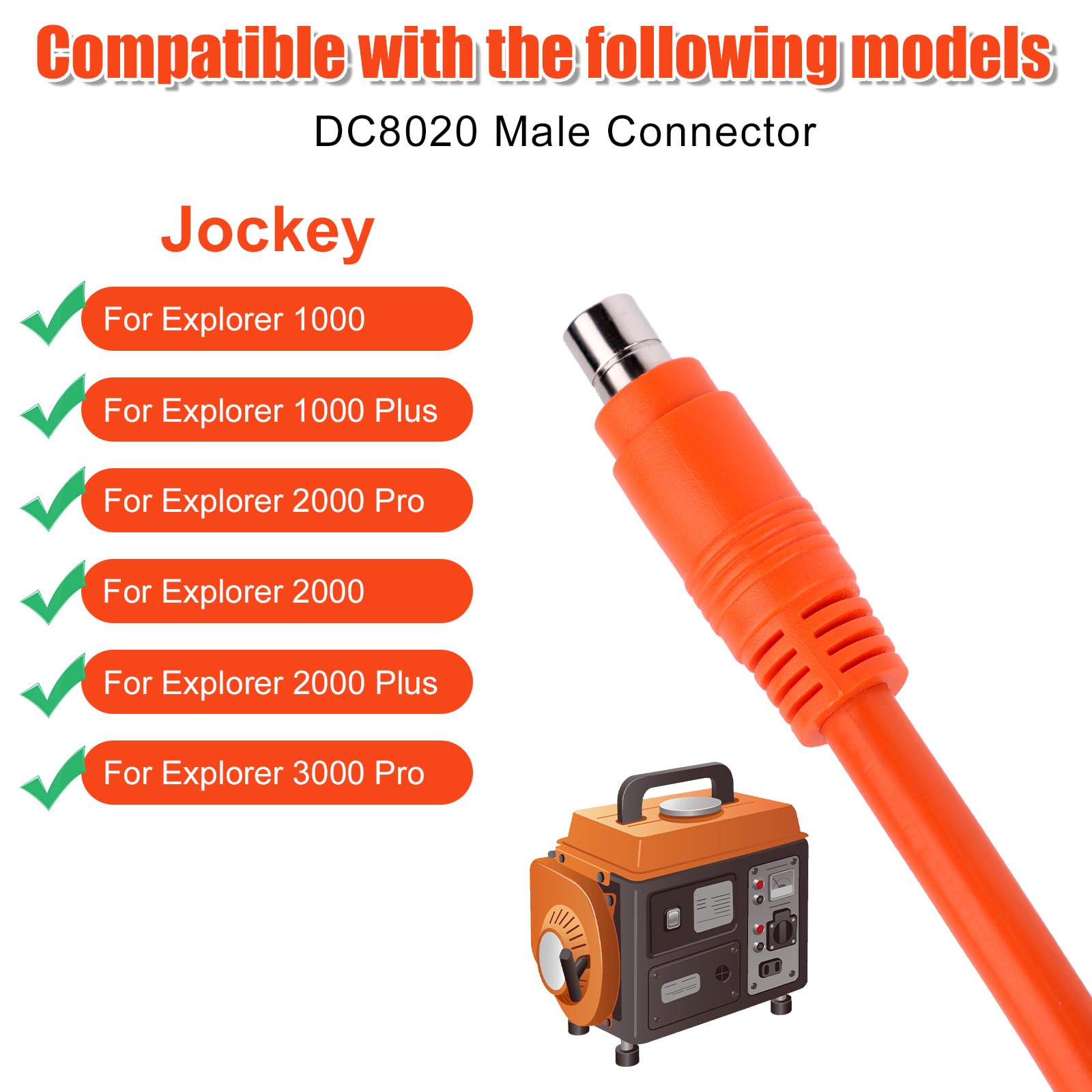 Kabel do Ładowania Samochodu 14AWG do Jackery Przenośnej Stacji Zasilania Explorer 3000 Pro 2000 Plus 2000 v2 1500 Pro 1500 1000 v2, kabel ładujący DC8020 2m (Pomarańczowy)